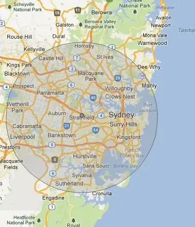 Map of Sydney suburbs serviced by Parrahills